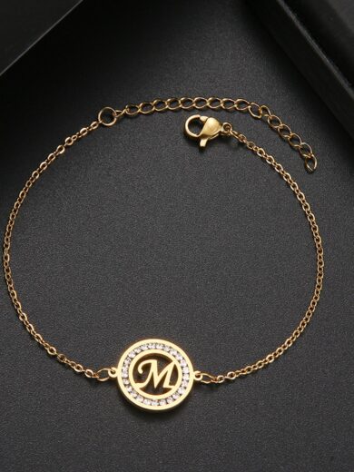 letter M Bracelet Gold Color