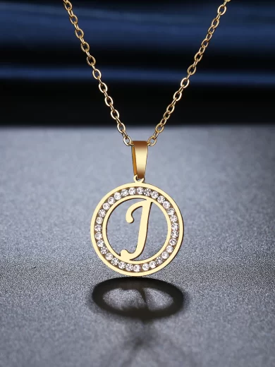 letter J Necklace Gold Color