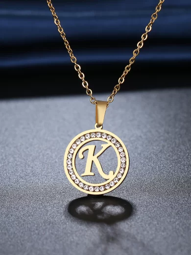 letter K Necklace Gold Color