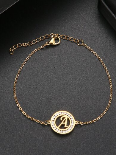 letter A Bracelet Gold Color