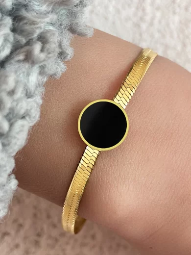 Black Pendant Bracelet Gold color