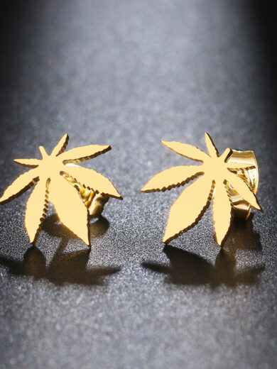 Maple Leaf Earrings Gold Color