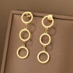 3 Circles Earrings Gold color