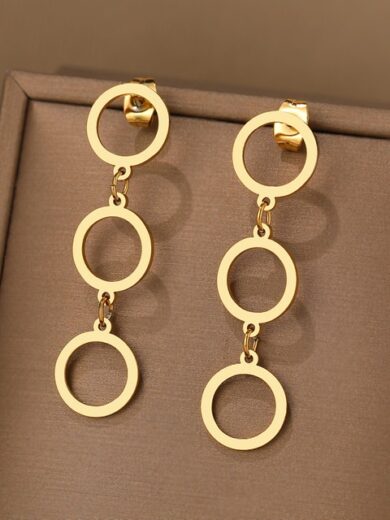 3 Circles Earrings Gold color