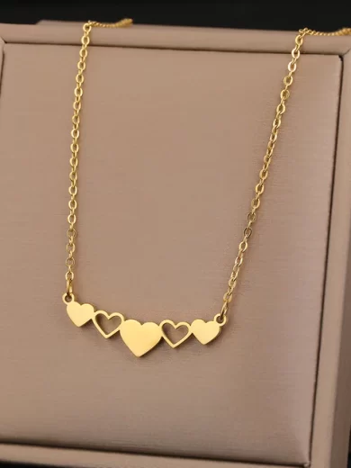 Hearts Necklace Gold Color