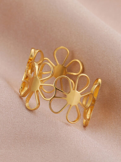 Flowers Ring Adjustable Size Gold Color