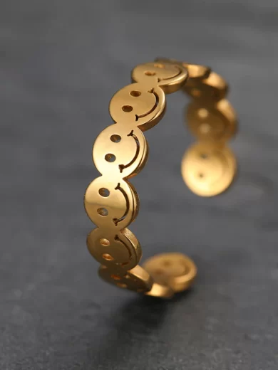 Smiley Ring Adjustable Size Gold Color