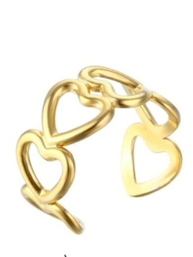 Hearts Ring Adjustable Size Gold Color