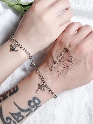 Heart Couple Bracelet Love Set 2pcs Key Lock