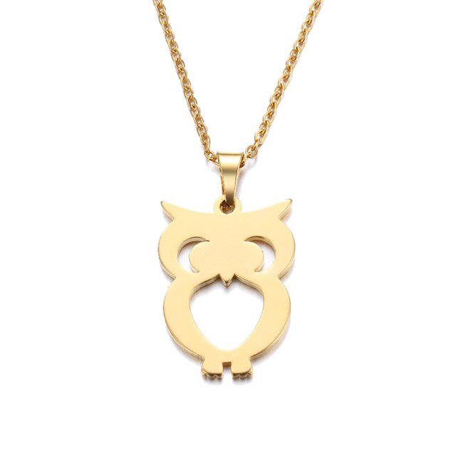 Lover's Owl Necklaces  Gold