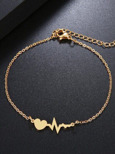 Lover's Heartbeat Bracelet Gold color