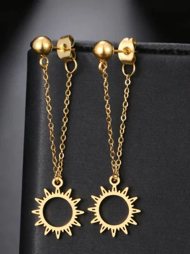 Simple Chain Earrings Sun Gold color