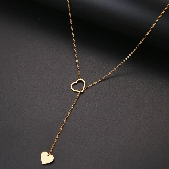  Long Pendant Heart Necklace Gold color