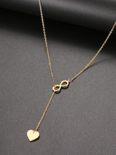 Long Pendant Infinity Necklace Gold color