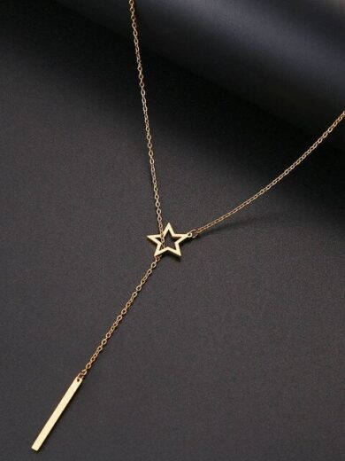 Long Pendant Star Necklace Gold color