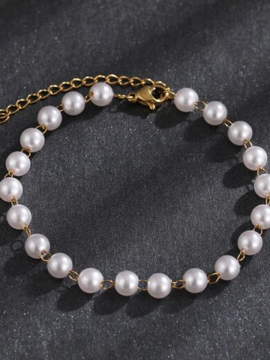 Pearl Chain Fashion Bracelet Gold