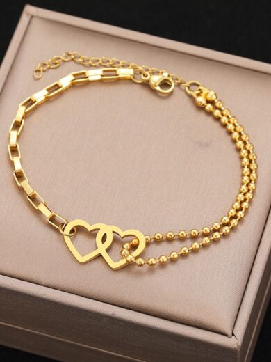 Hearts Pendant Fashion Bracelet Gold color