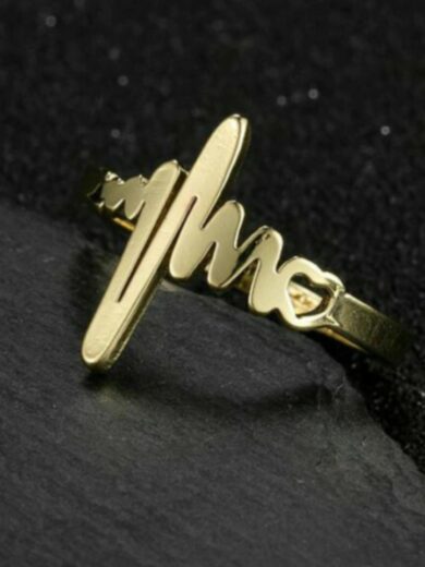 Heartbeat Rings Adjustable Size  Gold Color