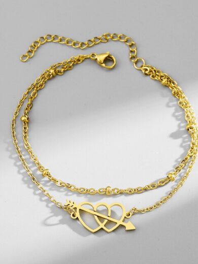 Hearts Multi-layer Bracelet Gold color