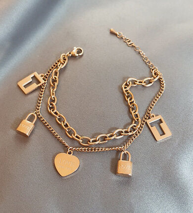 Layered Pendant Bracelet Gold color