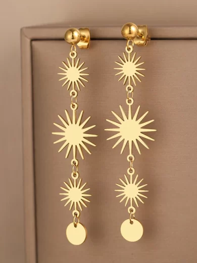 Vintage Sun Earrings Gold color