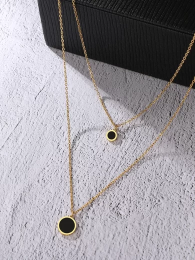 Luxury Black Multilayer Necklace Gold Color